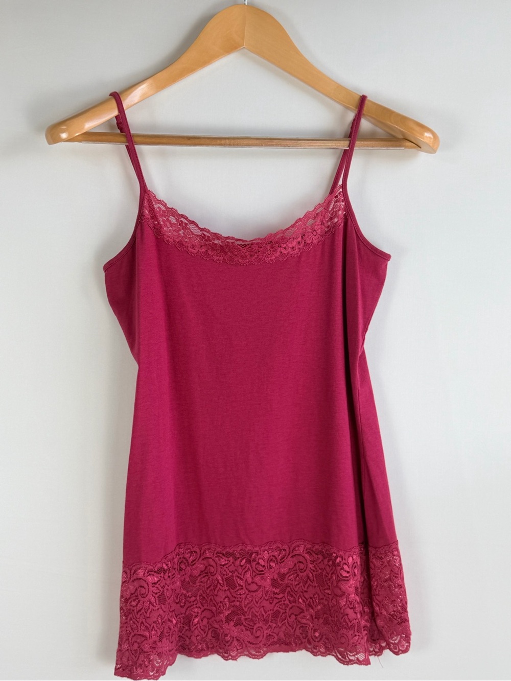 LOFT Outlet Berry Pink Lace Trim Cami Tank Top Size Small